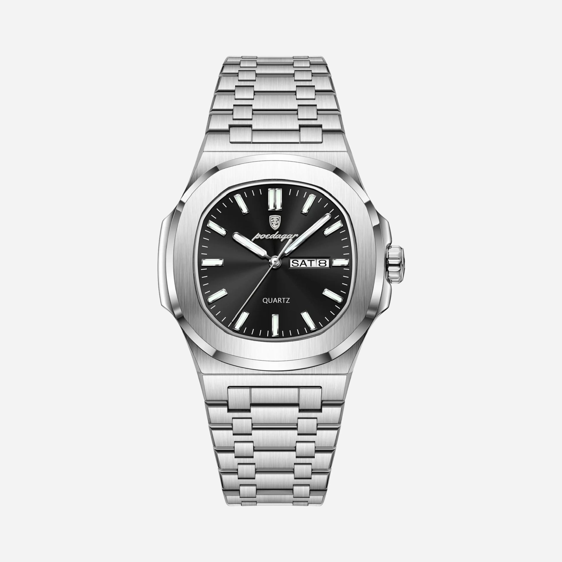 Poedagar Phaselis Erkek Kol Saati – Beyaz Kadran, Entegre Çelik Kordon – 2. görsel