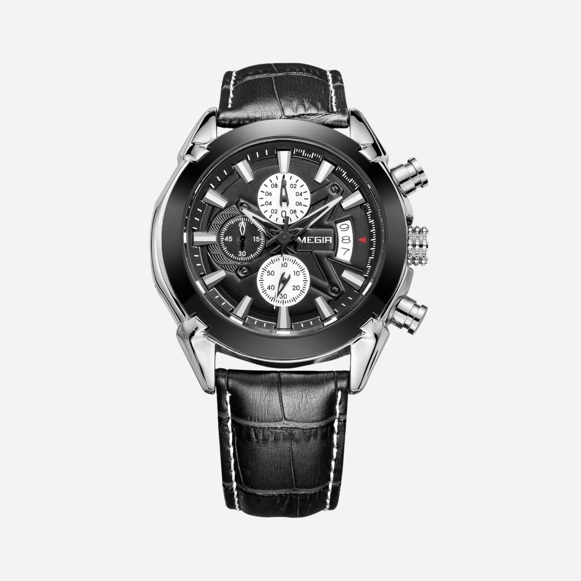 Poedagar Marmaris Kronograf Erkek Kol Saati – Beyaz Kadran, Kahverengi Deri Kordon – 5. görsel