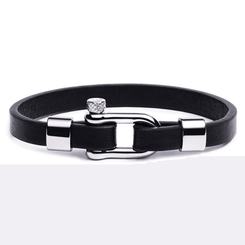 Poedagar Bartın Erkek Bileklik – Gümüş Düz Deri, Çelik Kilit – 1. görsel
